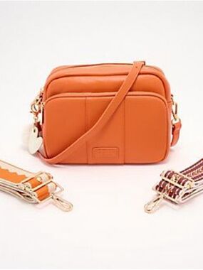 Pom Pom by London Orange Plus Crossbody bag. 3 straps and card case. Charms,NWT